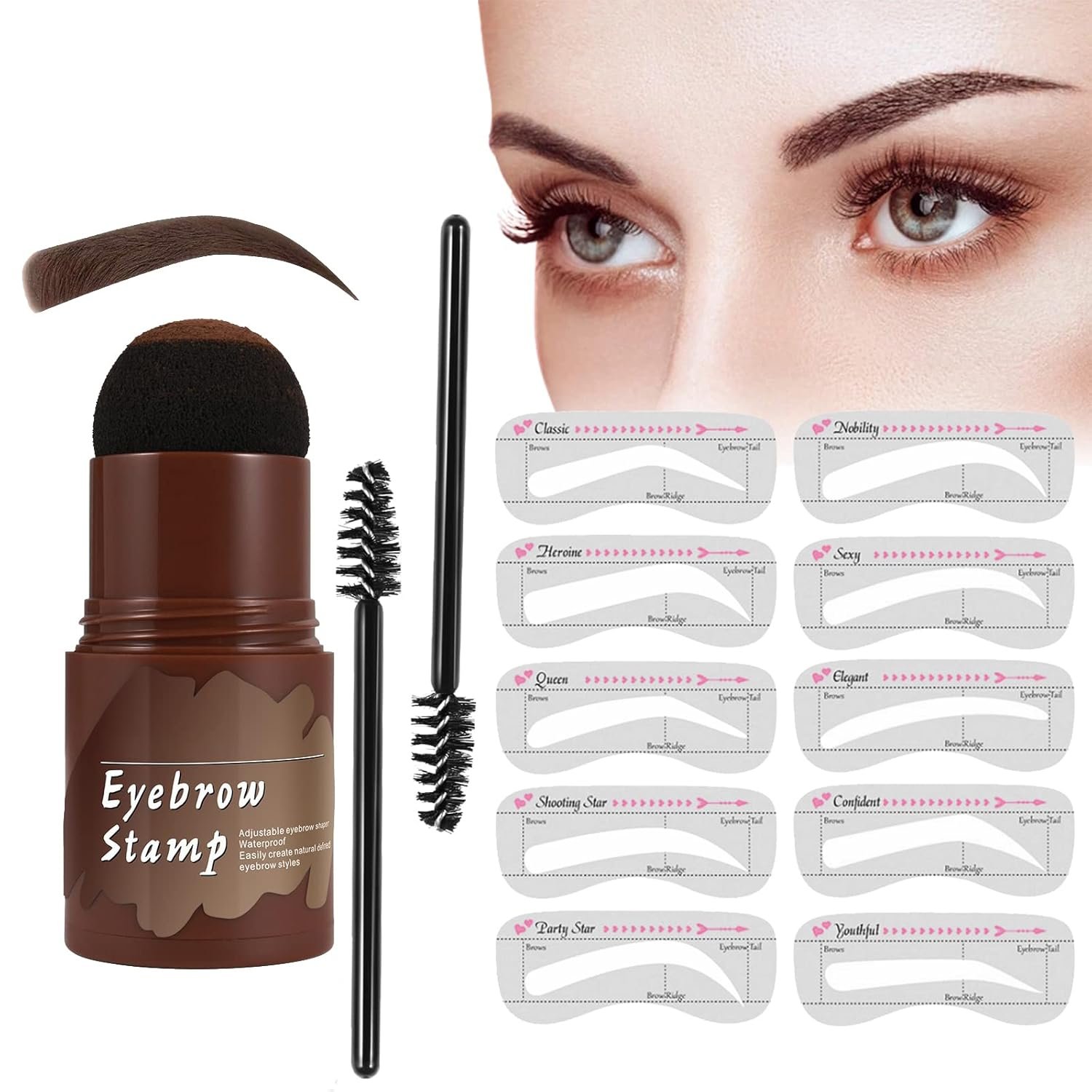 Pack de cejas Incluye ( pigmentante de cejas + 5 plantillas + brocha de cejas)